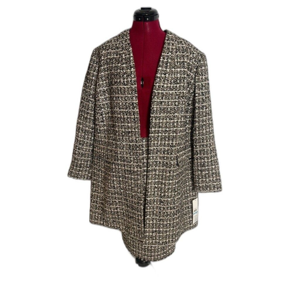 NWT Calvin Klein Skirt Suit Size 20W/18W Black & White Tweed 2-Piece Set Blazer